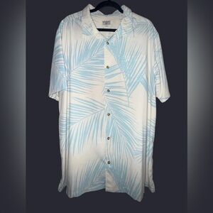 O'Neill Light Blue and Cream Leaf Print Shirt